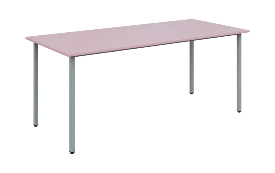 JSB 180N Jídelní stůl 1800 x 800 mm, deska pastelově růžová / podnož stříbrná